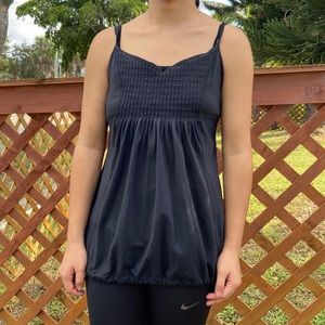 Lululemon Black Drawstring Hem Pleated Front Bra Support Long Tank Top!
